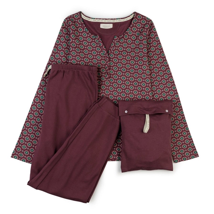 Organic Cotton Pajama Beta Suzani Plum