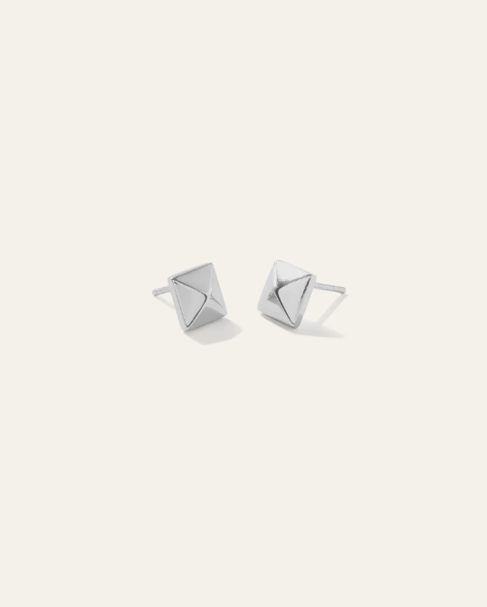 Silver Pyramid Stud Earrings